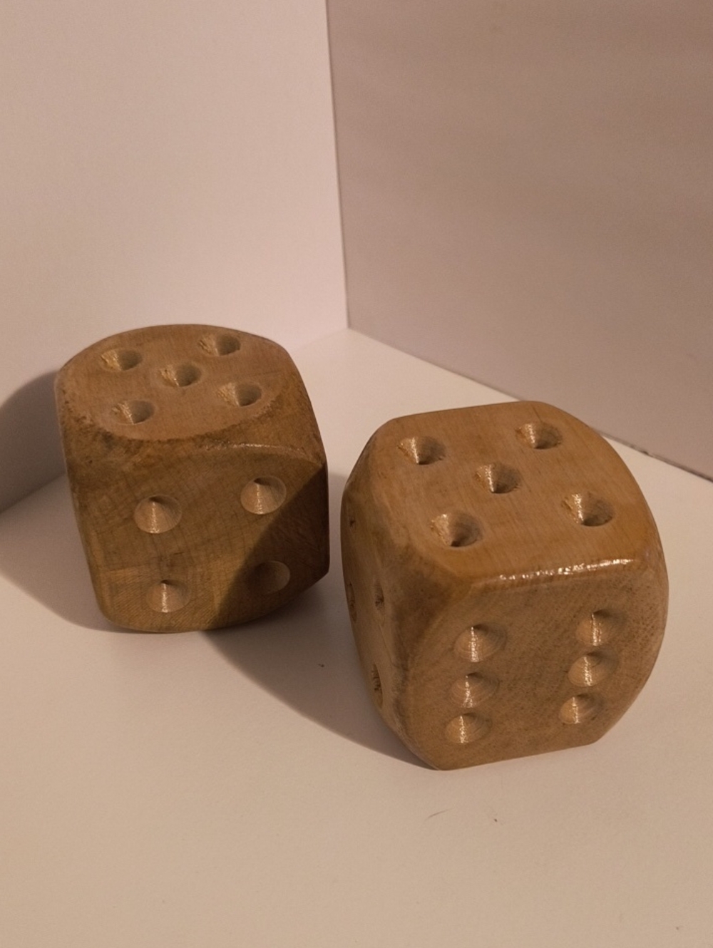 Vintage 2 Inch Pair of Carved Wooden Dice B10